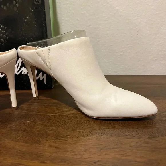 SAM EDELMAN EUC Nappa Leather White Oran Pointed Heeled Mules 8.5 - Picture 6 of 10